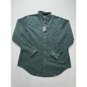 Lands' End Shirt Mens Large Green Corduroy Long Sleeve Button Down Casual Vtg